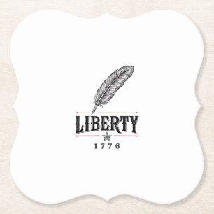 Liberty 1776 Patriottische Veer Vector Ontwerp_1 Kartonnen Onderzetters