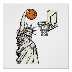 Liberty Basketbal Dunk Vintage Gravure Design_1 Perfect Poster