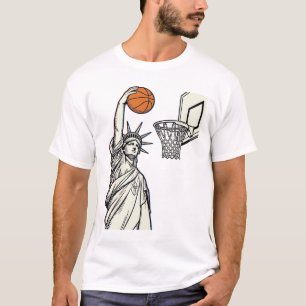 Liberty Basketbal Dunk Vintage Gravure Ontwerp_1 T-shirt