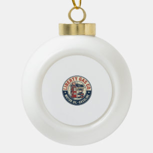 Liberty Gas Co Patriottisch Patriottisch Tankstati Keramische Bal Ornament