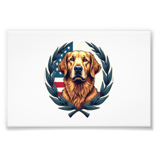Liberty Golden Retriever Vintage Patriottische T-s Foto Afdruk