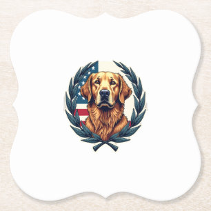 Liberty Golden Retriever Vintage Patriottische T-s Kartonnen Onderzetters