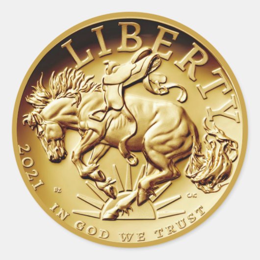 Liberty Horse Coin Klassieke Ronde Sticker (Voorkant)