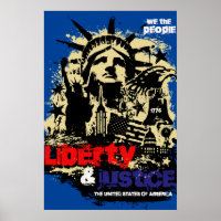 Liberty & Justice. Statue de la Liberté. Poster am