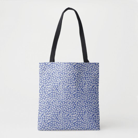 Liberty kleine witte bloemen blauw draagtas (Voorkant)