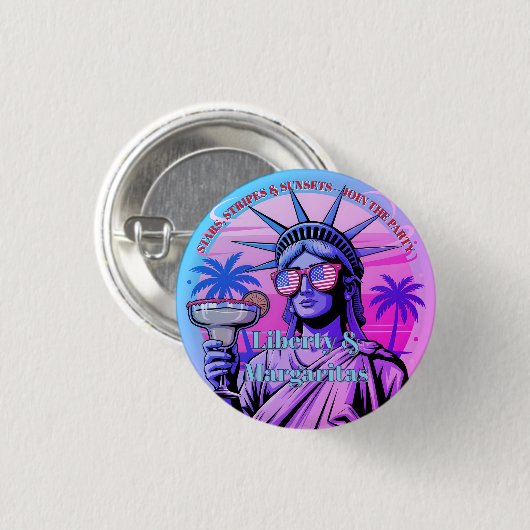 Liberty & Margaritas • 1776–2026 Neon Celebration Ronde Button 3,2 Cm (Voorkant /achterkant)