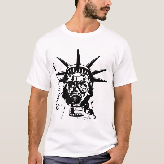 LIBERTY met gasmasker T-shirt (Voorkant)