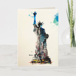 Liberty New York City Travel Love Waterverf Kaart