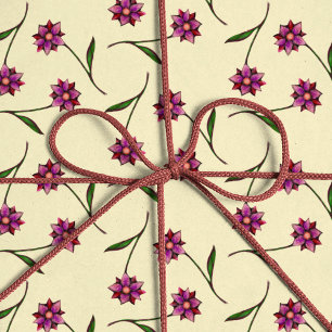 Liberty patroon roze bloemen met crèmekleurige ach cadeaupapier