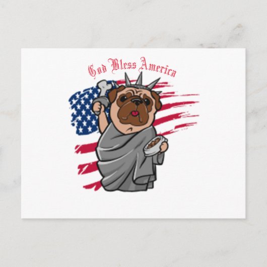 Liberty Pug Briefkaart (Voorkant)