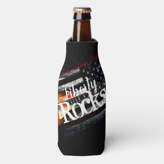 LIBERTY ROCKS  Amerikaanse vlag Flesjeskoeler (Fles Voorkant)