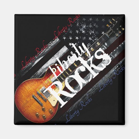 LIBERTY ROCKS  Amerikaanse vlag Magneet (Voorkant)