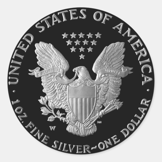 Liberty Silver Dollar Eagle "Tails" Ronde Sticker (Voorkant)