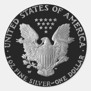 Liberty Silver Dollar Eagle "Tails" Ronde Sticker