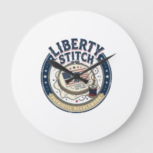 Liberty Steek Patriottische Borduurwerk Naald Grote Klok