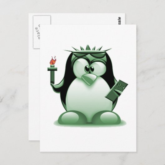 Liberty Tux (Linux Tux) Briefkaart (Voorkant / Achterkant)