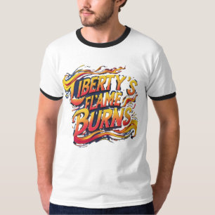 Liberty's Flame Burns - Levendig gekleurde Ringer T-shirt