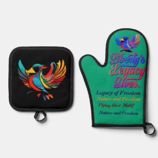 Liberty's Legacy Lives - Elegant vogelontwerp - Ovenwant & Pannenlap Set