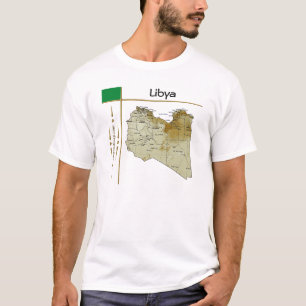 Libië Kaart + Vlag + Titel T-Shirt