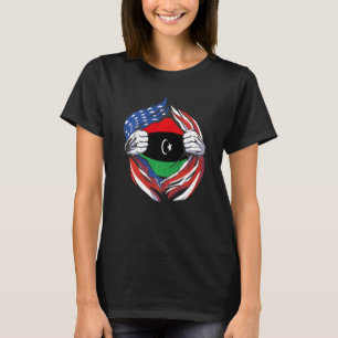 Libië Vlag Amerikaan Trots op mijn Libische erfgoe T-shirt