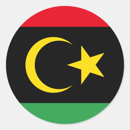 Libische vlag & Nationaal embleem, Vlag van Libië Ronde Sticker (Voorkant)