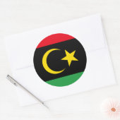 Libische vlag & Nationaal embleem, Vlag van Libië Ronde Sticker (Envelop)