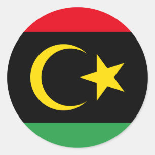 Libische vlag & Nationaal embleem, Vlag van Libië Ronde Sticker