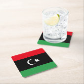 Libische vlag vierkante kartonnen onderzetter (Insitu)