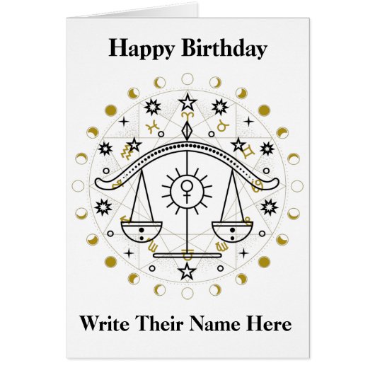 Libra Astrology Sign Birthday Card Sep 23-Oct 22 (Devant)