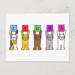 Libra Birthday Cute Cartoon Cats Briefkaart