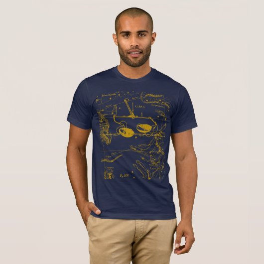 Libra Constellation Hevelius 1690 Engraving Style T-shirt (Voorkant volledig)