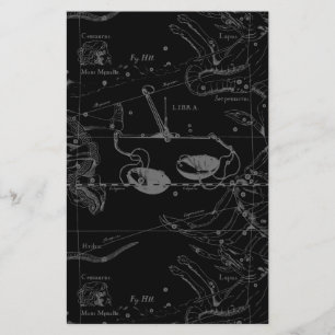 Libra Constellation Hevelius 1690 Map on Black Briefpapier