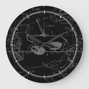Libra Constellation Hevelius 1690 Map on Black Grote Klok