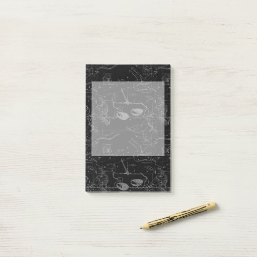 Libra Constellation Hevelius 1690 Map on Black Post-it® Notes (Op bureau)