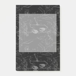 Libra Constellation Hevelius 1690 Map on Black Post-it® Notes