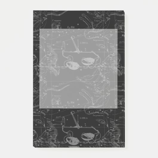 Libra Constellation Hevelius 1690 Map on Black Post-it® Notes (Voorkant)