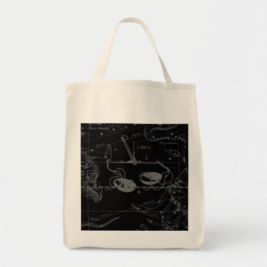 Libra Constellation Hevelius 1690 Map on Black Tote Bag (Voorkant)