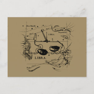Libra Constellation Map Hevelius 1690 Decor Briefkaart