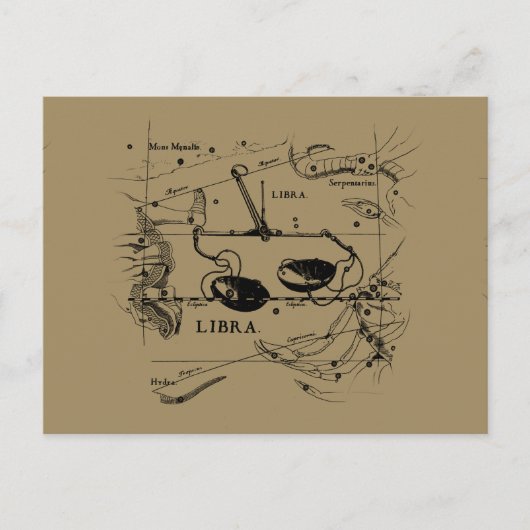 Libra Constellation Map Hevelius 1690 Decor Briefkaart (Voorkant)
