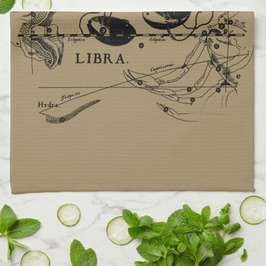 Libra Constellation Map Hevelius 1690 Decor Theedoek (Gevouwen)