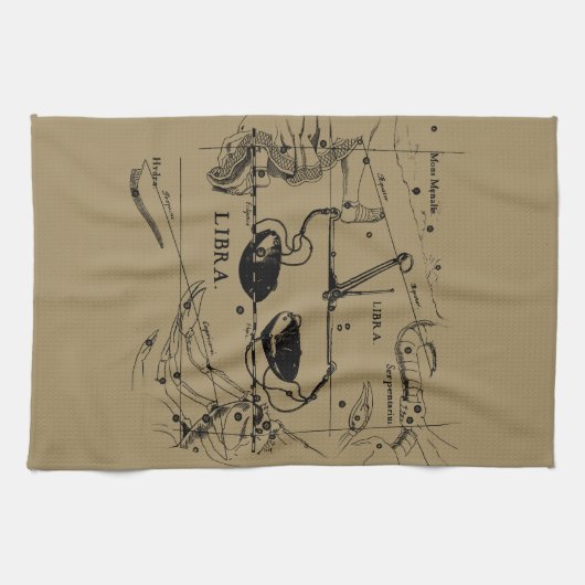 Libra Constellation Map Hevelius 1690 Decor Theedoek (Horizontaal)