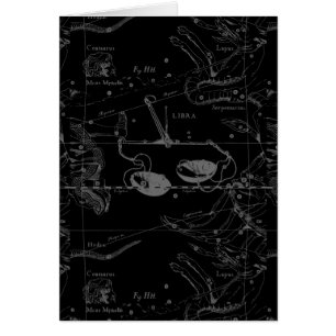 Libra Constellation Map Hevelius 1690 op zwart