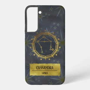 Libra Dark Zodiac Astrologie: Zwart en Goud Samsung Galaxy Hoesje