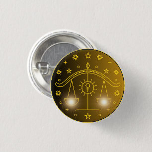 Libra Dierenriem Embleem   Minimaal Hemels Symbool Ronde Button 3,2 Cm
