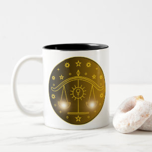 Libra Dierenriem Embleem Minimaal Hemels Symbool Tweekleurige Koffiemok