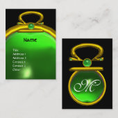 LIBRA EMERALD MONOGRAM helder levendig geel groen Visitekaartje (Voorkant / Achterkant)