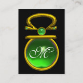 LIBRA EMERALD MONOGRAM helder levendig geel groen Visitekaartje (Achterkant)