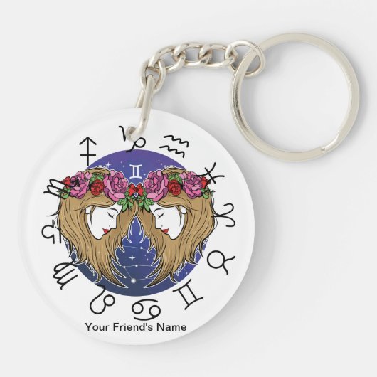 Libra -Gemin Zodiac Acryl Sleutelhanger (Achterkant)
