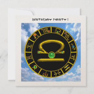 LIBRA GOLD ZODIAC BIRTHDAY JEWEL, Astrologische gr Kaart