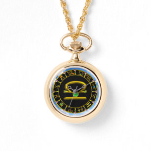 LIBRA GOLD ZODIAC BIRTHDAY JEWEL, Green, Black Horloge